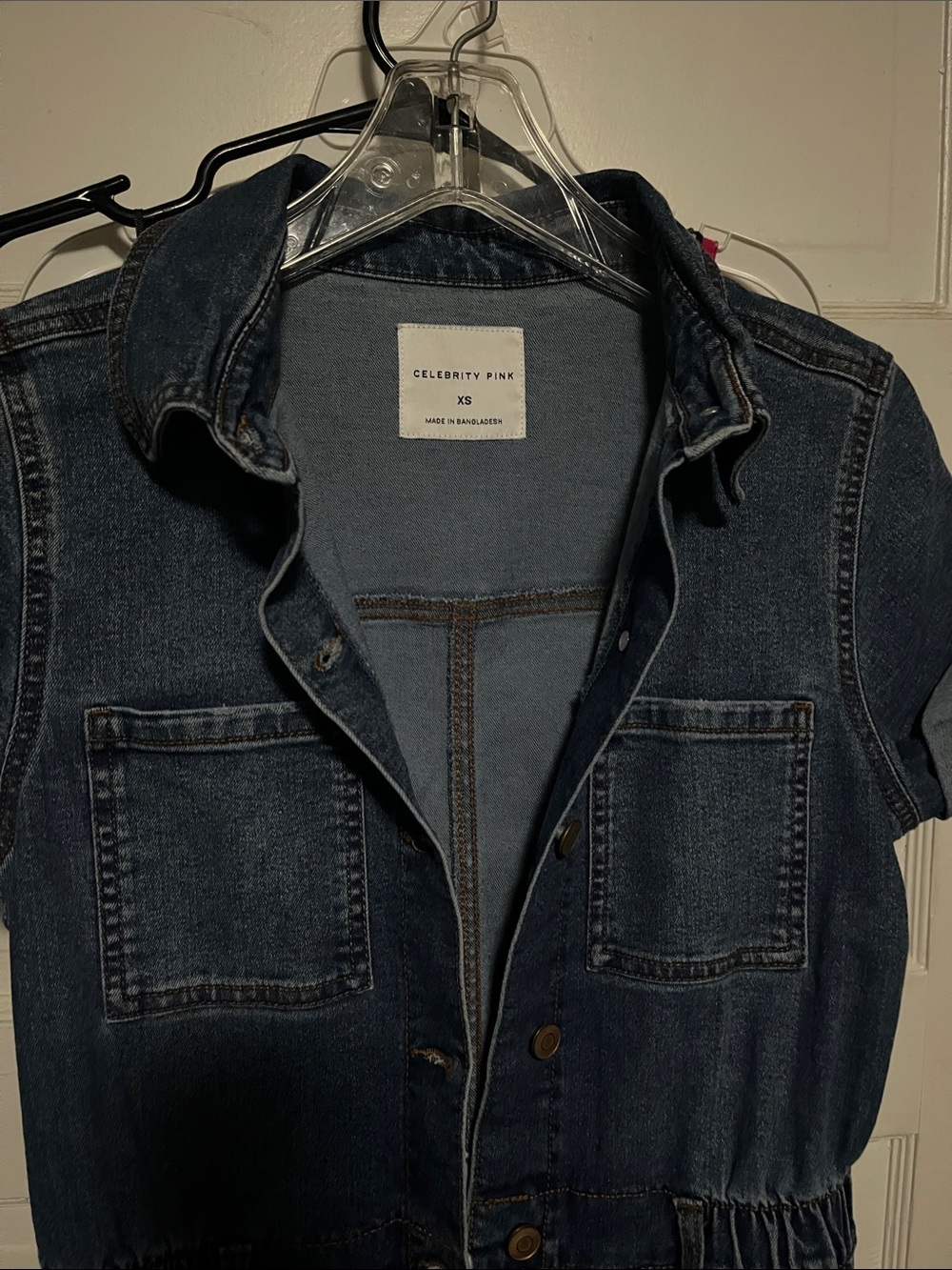 Celebrity Pink Dark Blue Denim Button-Front Jean one piece